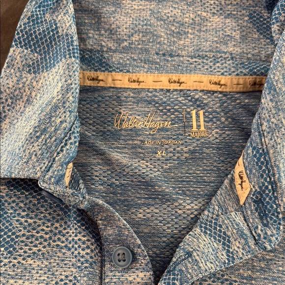 Walter Hagen Blue Polo Shirt with Textured Camo Pattern Men’s XL - Picture 2 of 4